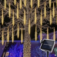 1pc Solar 30/50cm Meteor Rain String Lights Meteor Shower 8 Tubes Outdoor Waterproof Falling Raindrop Fairy Lights Garden Decor