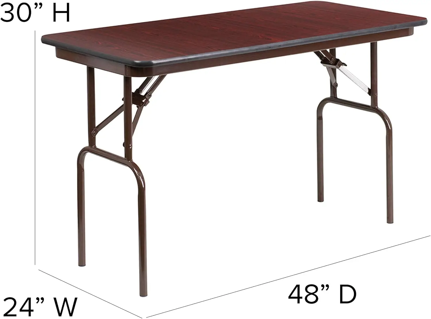 4-Foot Mahogany Melamine Laminate Folding Banquet Table