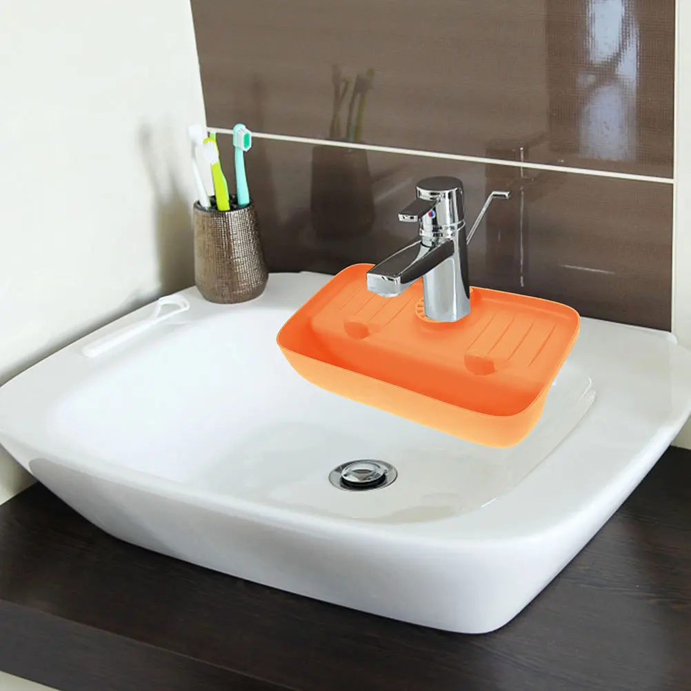 

Storage Tpe Faucet Splashing-Proof Draining Rack Kitchen Sink Organizer Sponge Holder Dish Cloth Rack Water Tray