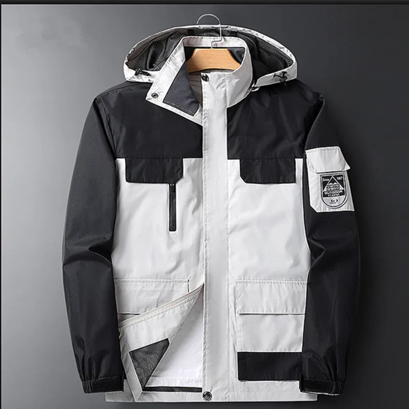 

2024 Autumn Men Windbreaker New Casual Jacket Fashionable Men's Hooded Jacket Windproof RobeOutdoor Mountaineering loose jacket