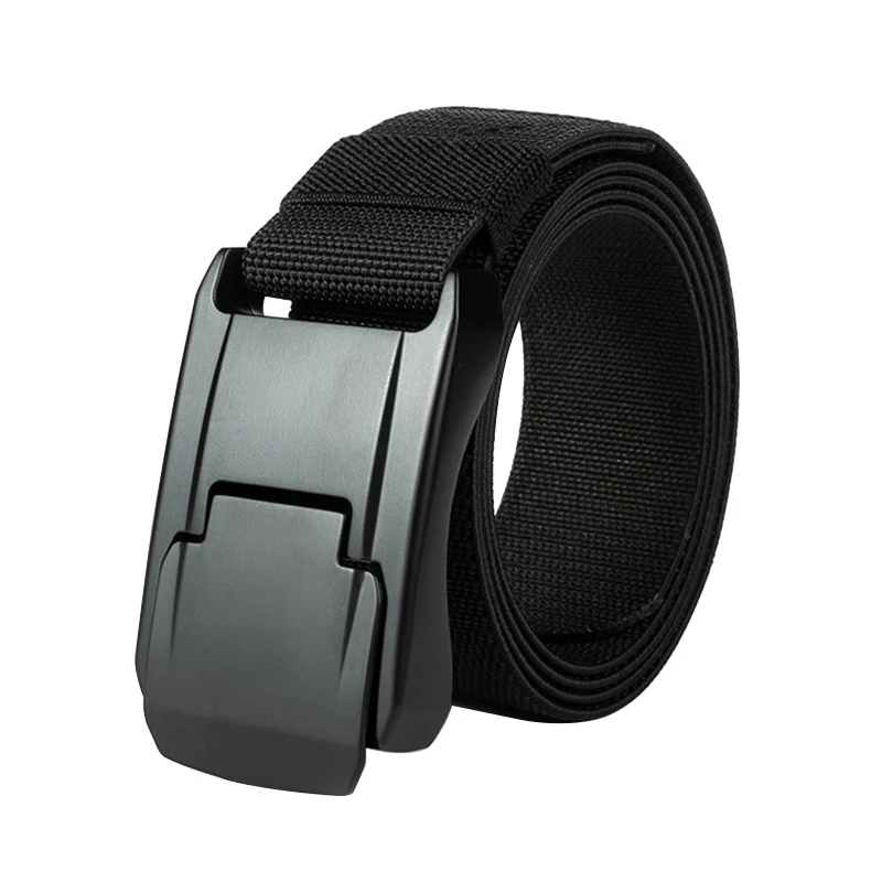 

New Style Men Tactic Belt Quality Alloy Automatic Buckle Men Belt Solid Color Elastic Force Weave Nylon Men Jeans Casual Belt