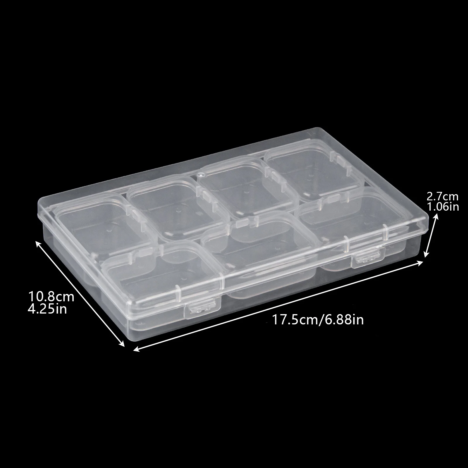 

Lock plastic transparent non porous bead storage box with integrated flip cover, hand account packaging