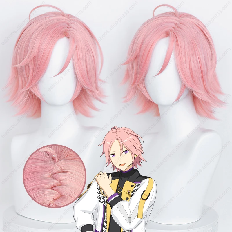 

ES Crazy B Kohaku Oukawa Cosplay Wig 35cm Pink Short Hair Heat Resistant Synthetic Wig Simulated Scalp Wigs