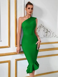 Elegant Bandage Dress Luxury Party Evening Club Night Cocktail Modest Holiday Bodcyon Celebrity Woman Clothes High Quality