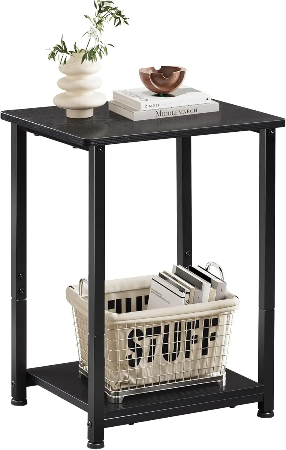 

Black End Table, 2-Tier Small Side Table for Living Room, Bedroom, Small End Tables for Spaces, Table Stand