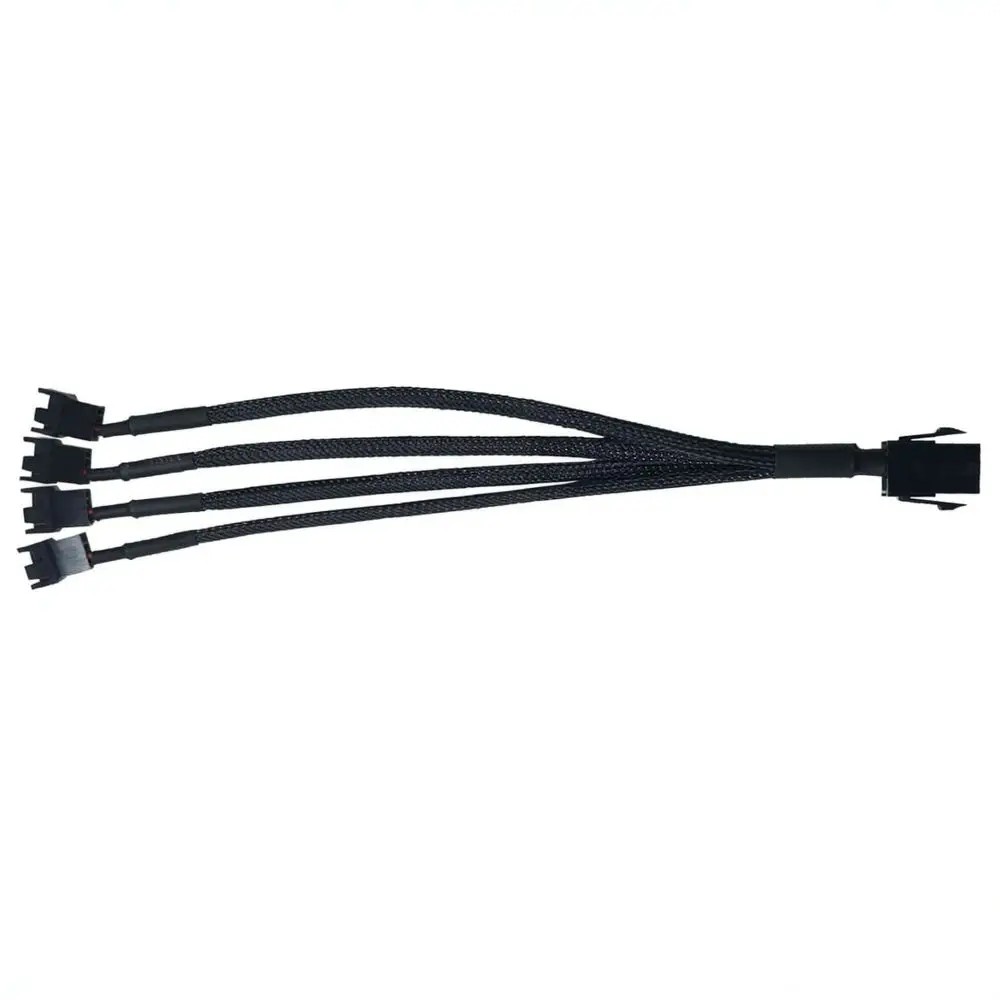 6Pin To Small 4Pin Fan Power Extension Cord Nylon Braided PC Case Cooling Hub Adapter Cable For Computer Management