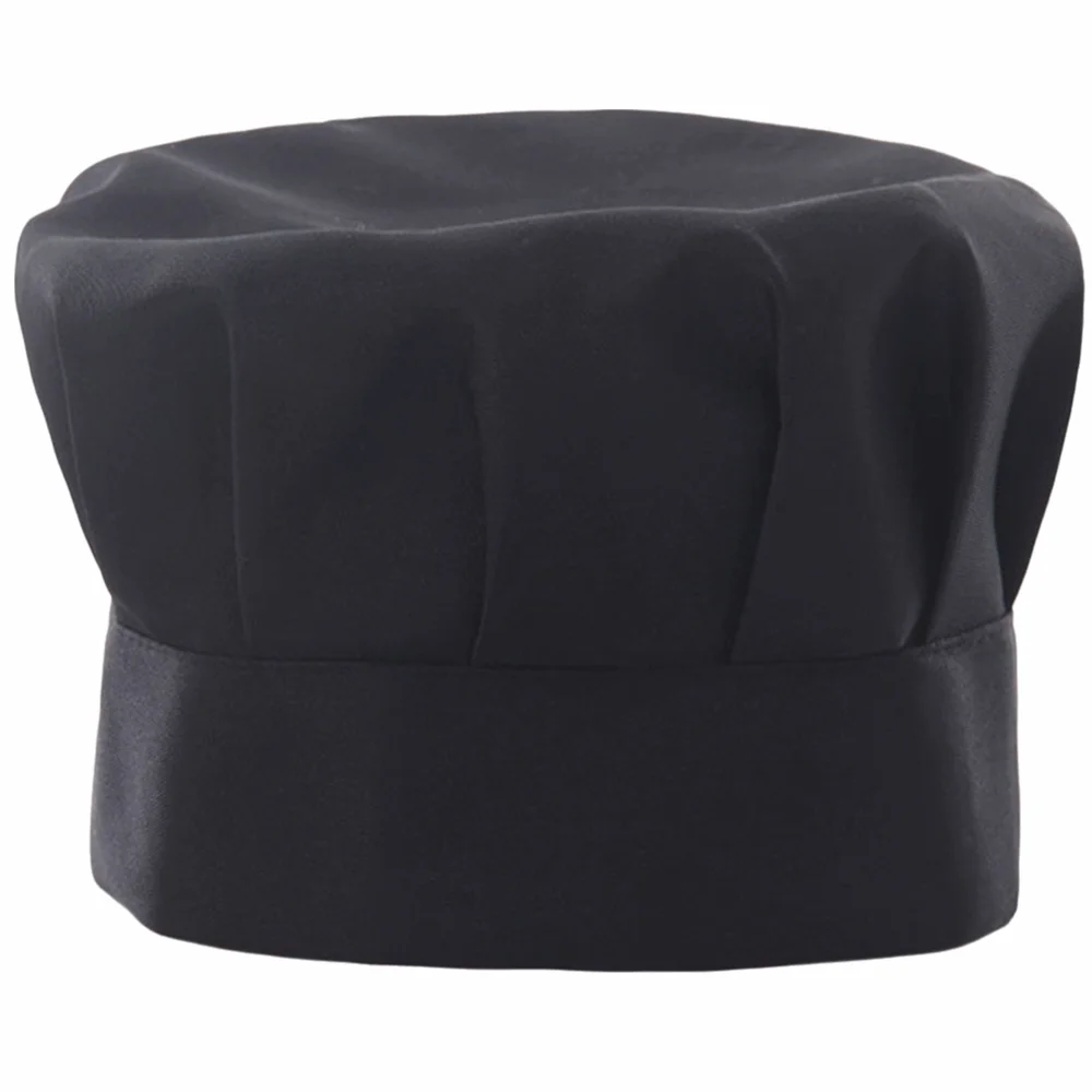 Waiter White Chef Hat Hundred Fold Mushroom Shape Cook Cap Flat Top Work Hat Bakery