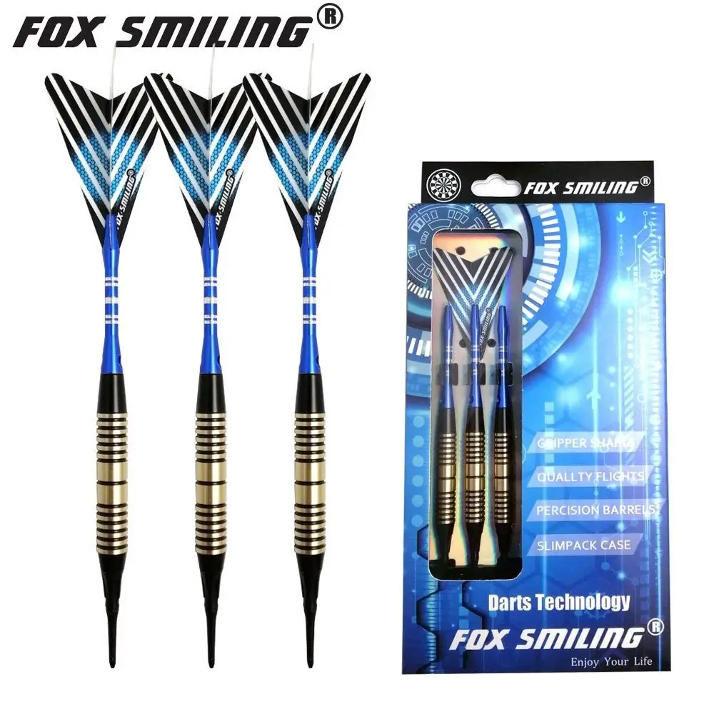 Vos Lachend Professionele Elektronische Soft Tip Brass Darts 18G Darts Met Aluminium Schacht Met 3Pcs Vluchten, 3Pcs Assen,