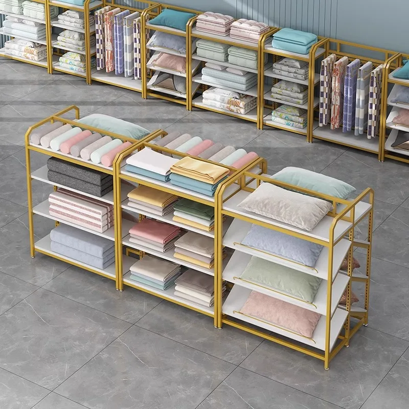 Home Textile Store Shelf Display Rack Fabric Bedding Display Cabinet Four-piece Set Quilt Pillow Core Adjustable Shelf