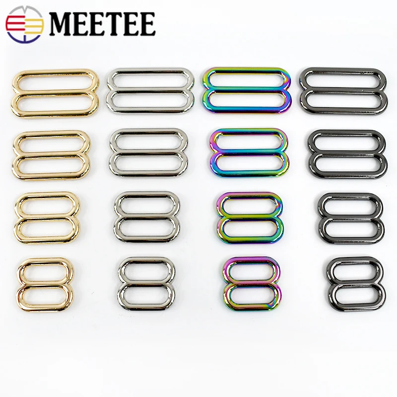 5/10Pcs Meetee 20/25/32/38mm Metal Buckles Tri-Glide Slider Hook Bag Strap Adjust Clasp Webbing Belt Ring Hardware Accessories