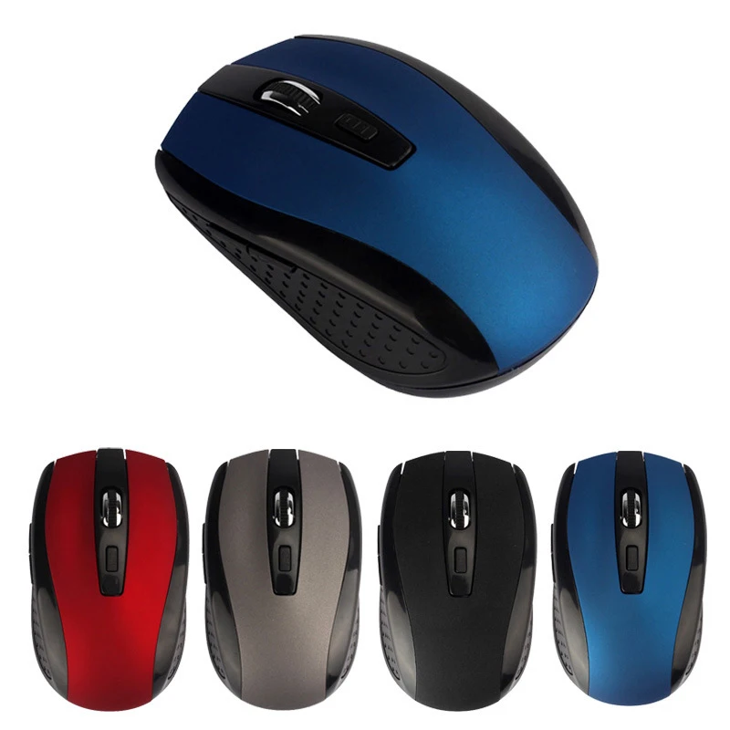Mouse óptico sem fio vermelho 2.4G USB 6D para computador, laptop, jogos, mouse sem fio com design ergonômico