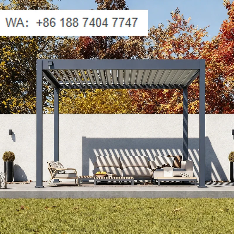 

OEM Factory 3x3 3x4 4x4 4x6 6x4m Aluminum Louvered Pergola Motorized Adjustable Waterproof Powder Coated Garden Outdoor Pavilion