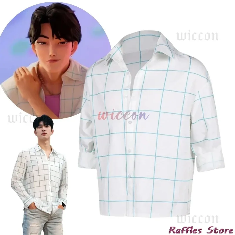 Cyanime jinu blusa diária saja meninos soda pop palco desempenho camisa xadrez cosplay traje kpop demônios caçadores menino grupo