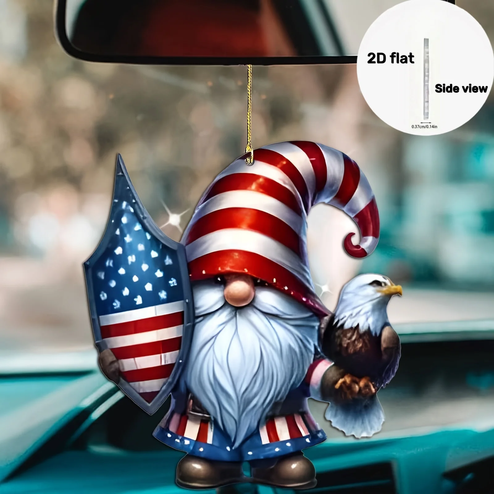2D Fun Independence Day Pendant Cute Flat Acrylic Hanging Home Decor Festive Holiday Gift For Friends Him Auto Interior Ornament