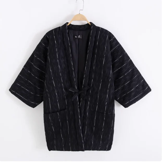 

Japanese Style Cotton Jacket With Thick and Loose Cotton Ties