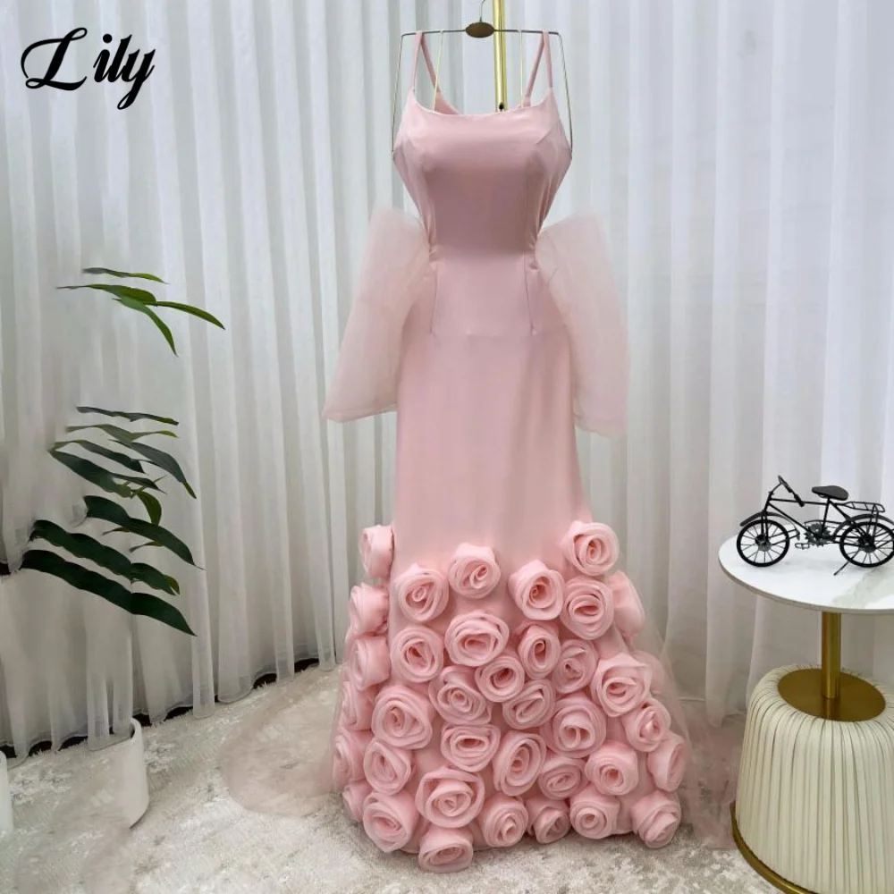 Lelie rode avondjurk trompet galajurk bloemen off-the-shoulder bruiloft avondjurk met 3D bloem robes de soirée op maat