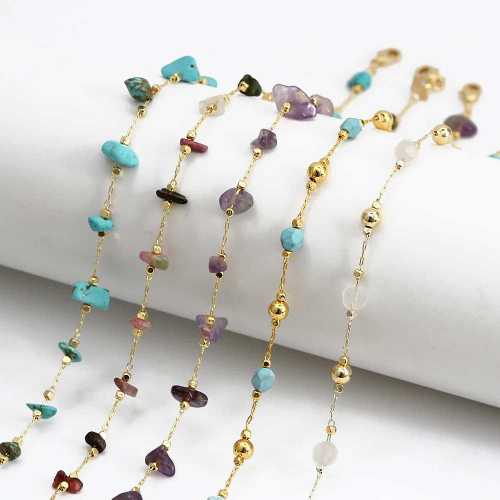 Irregular Gravel Necklace Boho Natural Reiki Healing Amethyst Stones Choker Clavicle Chain for Women Jewelry Accessories Gifts