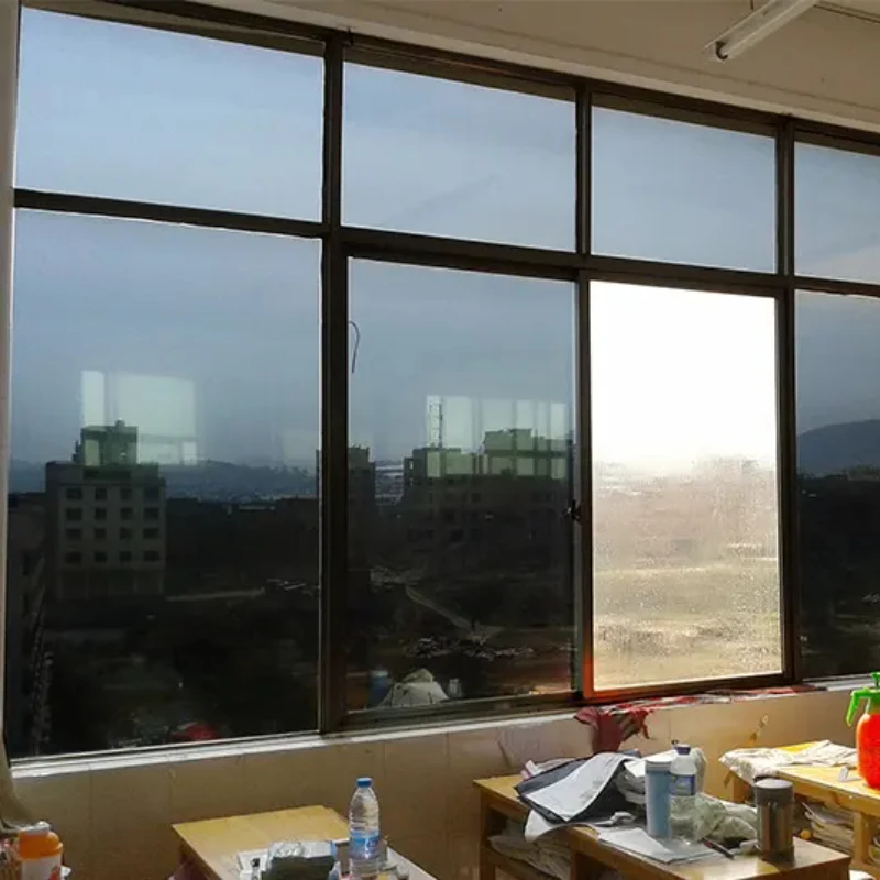 One Way Vision Black Silver Window Mirror Glass Film Static Cling UV Rejection Privacy Protection for Building House Decoration