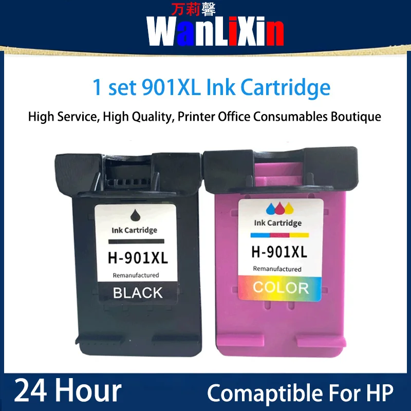 1 conjunto de cartucho de tinta 901xl compatível com HP 4500 J4580 J4640 J4660 J4680