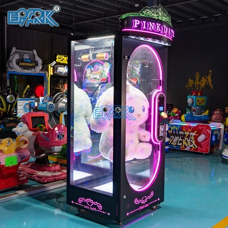 Pink Doll Prize Claw Vending Game Machine Family Entertainment Coin Payment Metal Plastic Construction Shopping Mall Date Prize