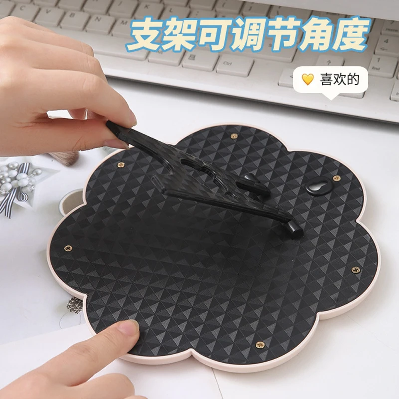 زهرة على شكل مرآة لمستحضرات التجميل الجدول مكتب الغرور مرآة لوضع مساحيق التجميل المحمولة مرآة قابلة للطي مع حامل ديكور المنزل الحمام espejo 거ول #6