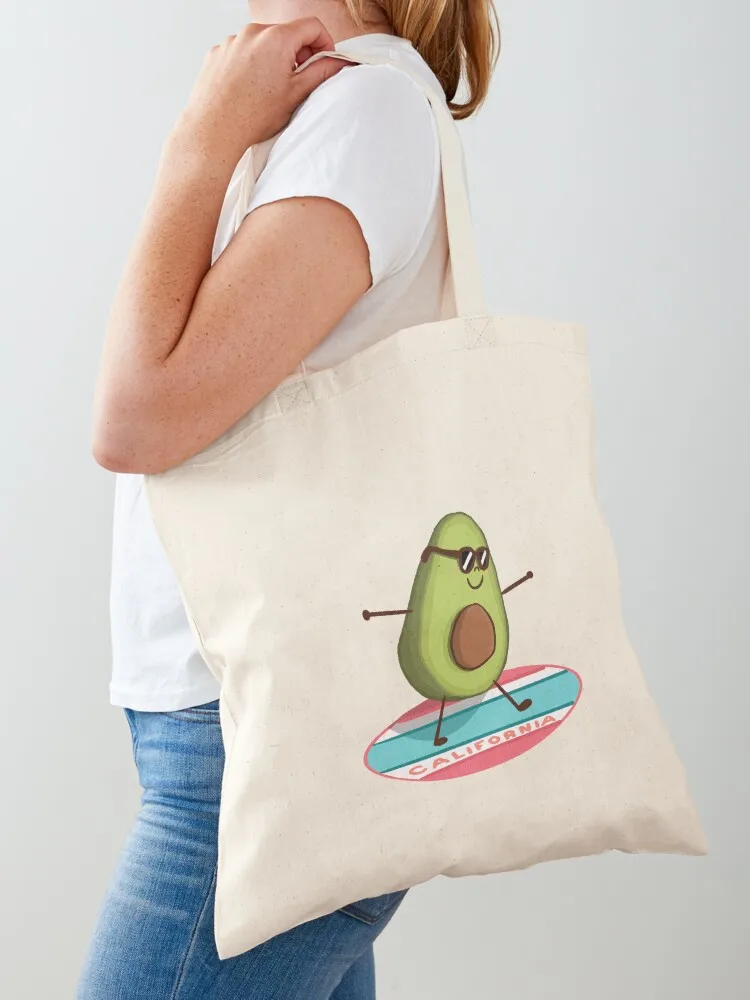 California Avocado Surfing Tote Bag tote bag custom Portable shopping bag Canvas Tote