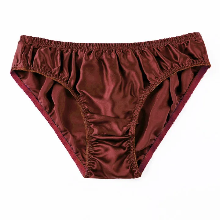 

Sexy Silk Underpants for Men Solid Color Breathable & Comfortable Triangle Brief Style Wine Red/Brown/Navy Blue/Green/Black/Gray
