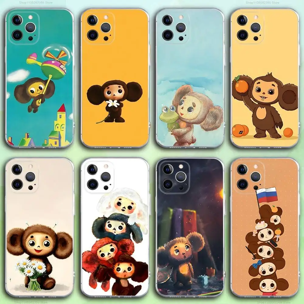 

Russia Cute C-Cheburashkas Phone Case For iPhone 17,16,15,14,13,12,11 Pro,Max,Plus,X,XS,XR,SE4,E Mini Transparent Soft Cover