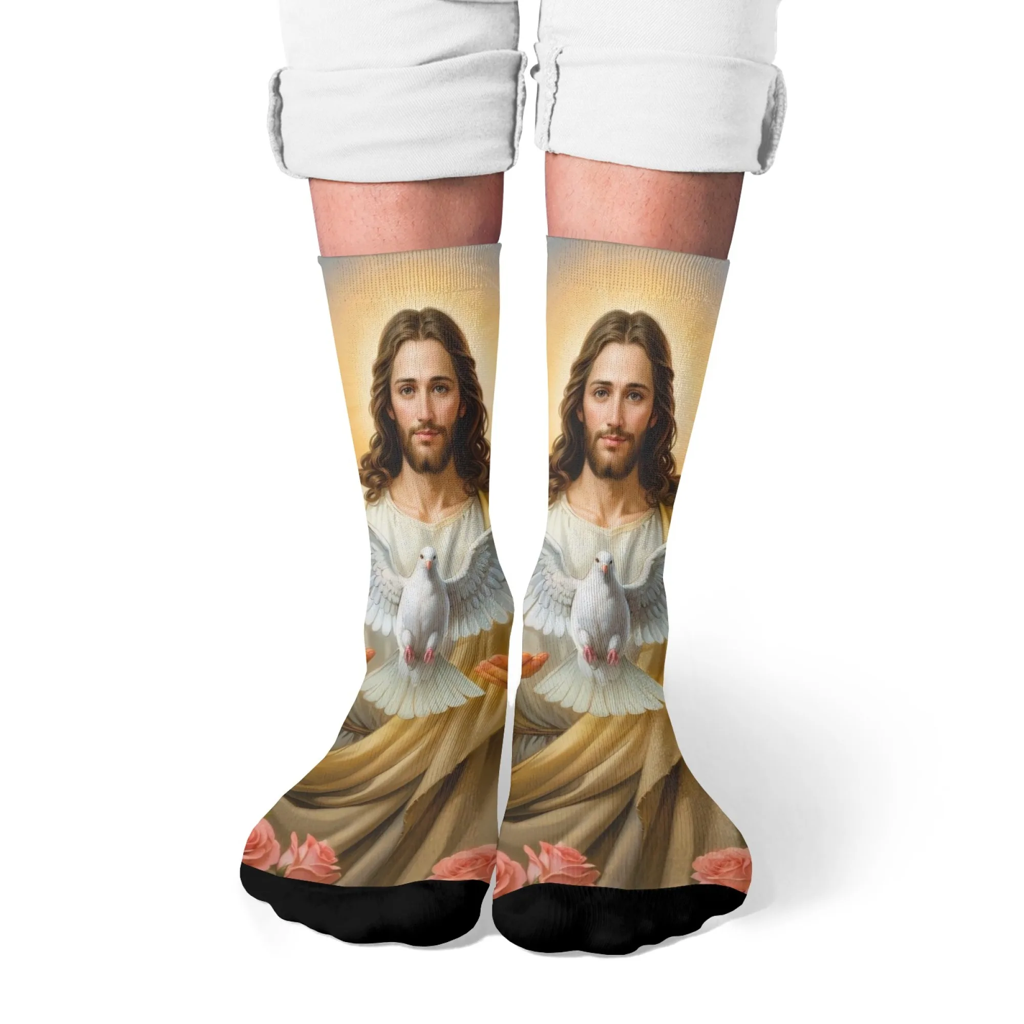 

Мужские носки с голубем Святого Иисуса и мира в стиле ретро, повседневные модные носки, удобные теплые противоскользящие спортивные носки на открытом воздухе, подарок