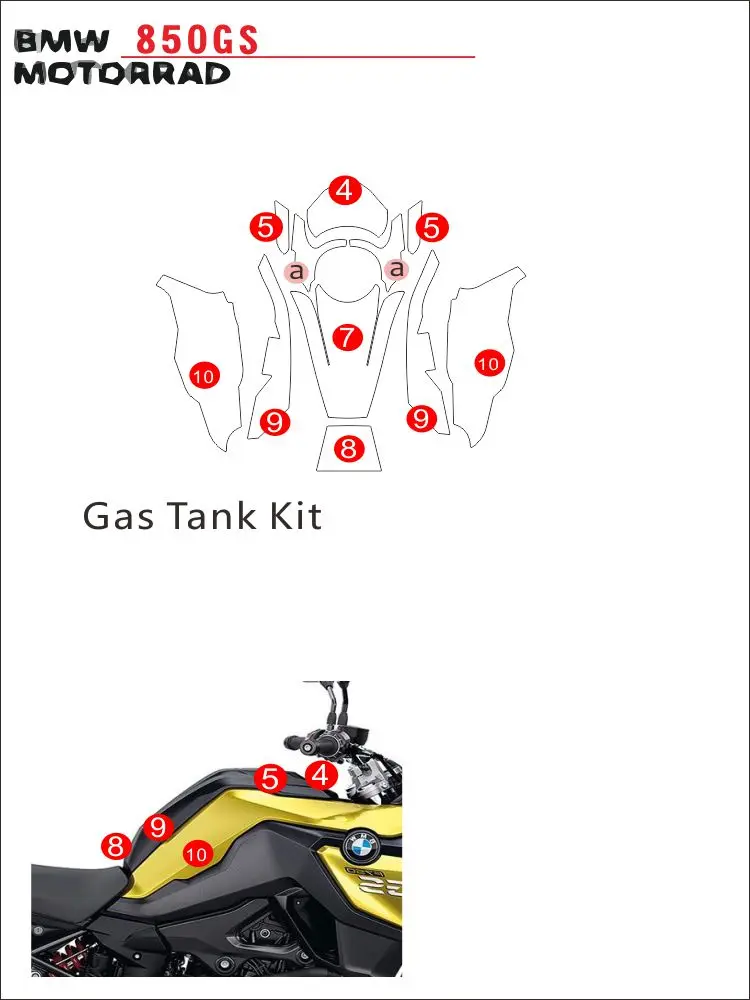 Motorcycle Paint Protection Film, Full Kits, Scratch Chip Resistance, Self-Healing Technolog, BMW 850 GS, Applicable to