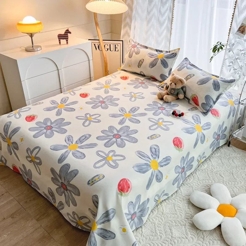 

Ins Washed Cotton Bed Sheet Single Piece Summer Single Student Dormitory 1.5m New Bed Sheet Home Textile Accessories