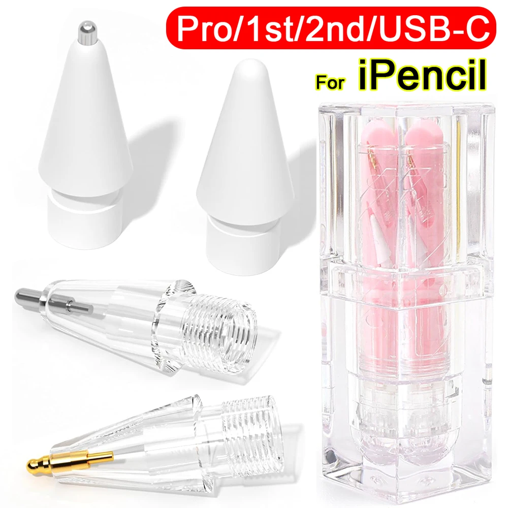 For Apple Pencil Pro/USB-C/2nd Gen/1st Gen Upgraded Replacement Tips with Retractable Storage Box Case for IPencil 1/2/3/Pro