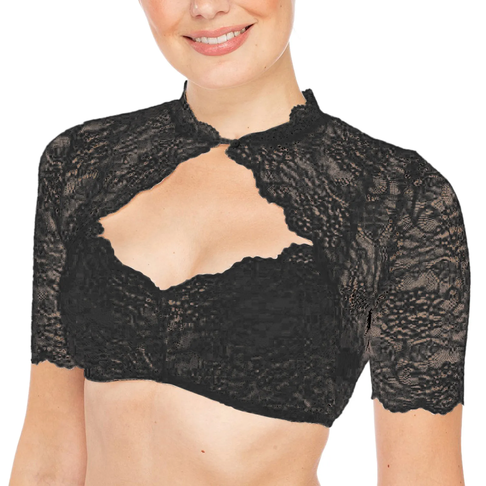 

Women's Elegant Blouse Women 1PC Lingerie Lace Vest Lace Blouse For Oktoberfest Lingerie Sexy Underware Black