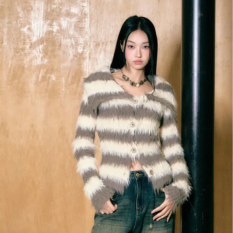 Korean Knitted Cardigan With Large Lapels Women Clothes With Scarf Long Sleeve Korean Fashion Sweater Knitted Tops Autumn Winter