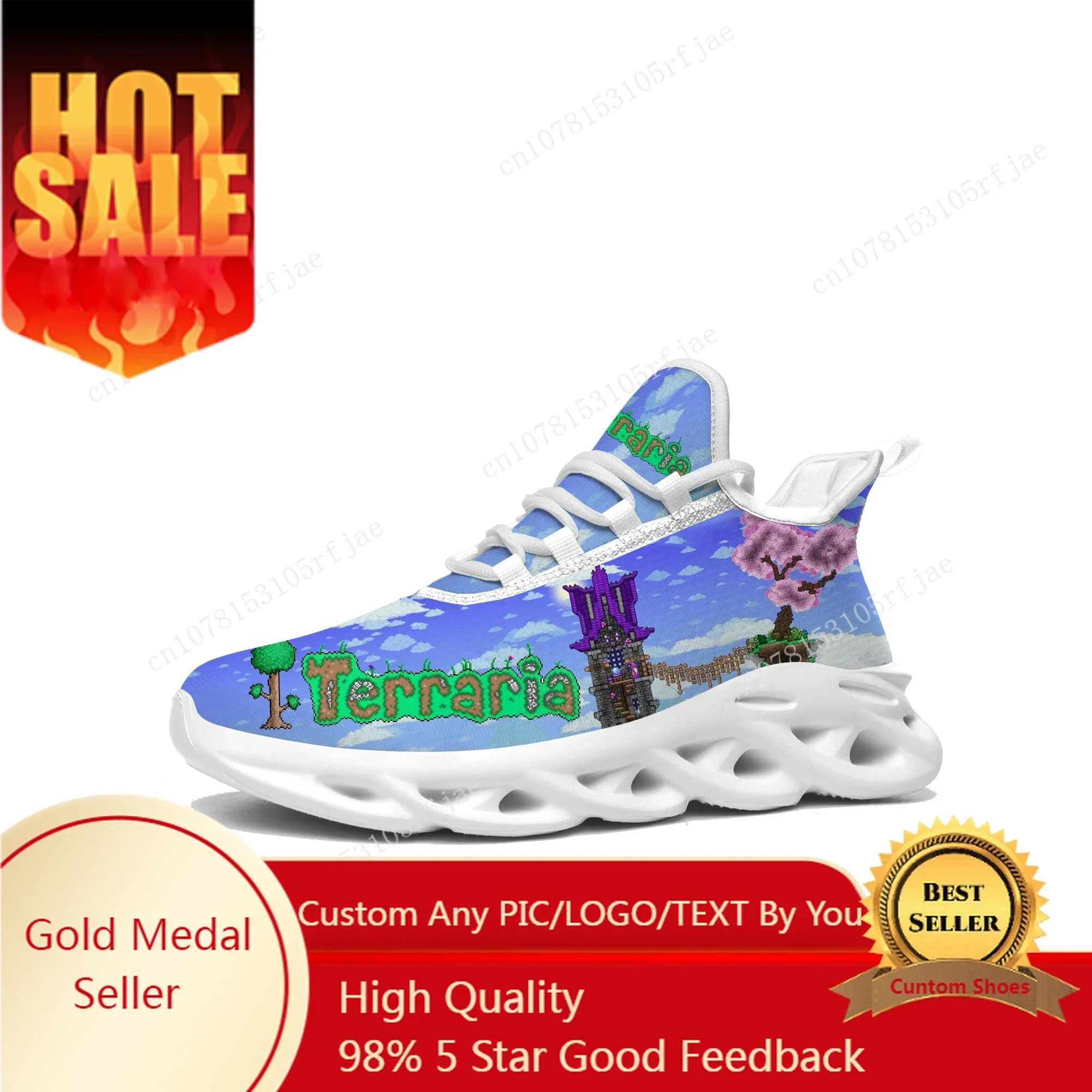 

Terraria Flats Sneakers Hot Cartoon Game Mens Womens Sports Running Shoes Custom Built Lace Up Shoes