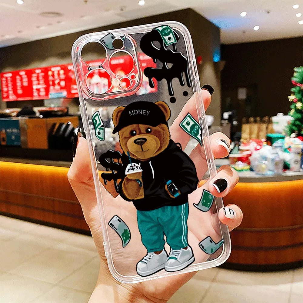 

Cute Cartoon Bear Soft Clear Phone Case For Xiaomi Redmi Note 14 13 12 11 Pro Plus 5G 12S 11S 10S 10 Redmi 12C 13C 14C 4G Cover