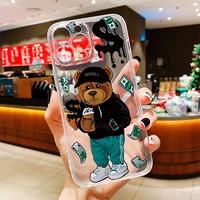 Cute Cartoon Bear Soft Clear Phone Case For Realme C67 C65 C61 C63 C55 C51 C35 C31 13 Pro Plus 12 11 10 GT 6T Neo 6 SE 5G Cover