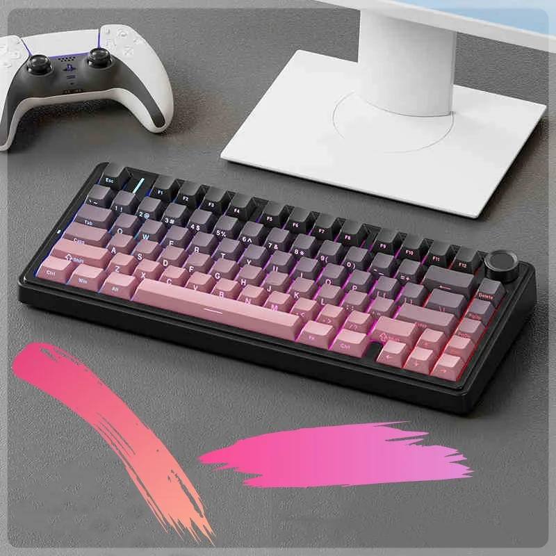 Aula F75 Original 3 Mode Side Engraved Mechanical Keyboard Rgb Hot Swap Gradient Custom 75% Layout Shim Structure Keyboard Gift