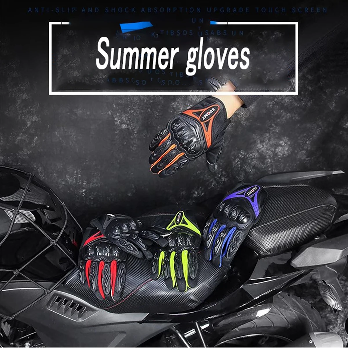 

Breathable Motorcycle Rider Touchscreen Gloves Summer Anti-Fall & Non-Slip Grip Accessories for Racing/Adventure Sports Guantes