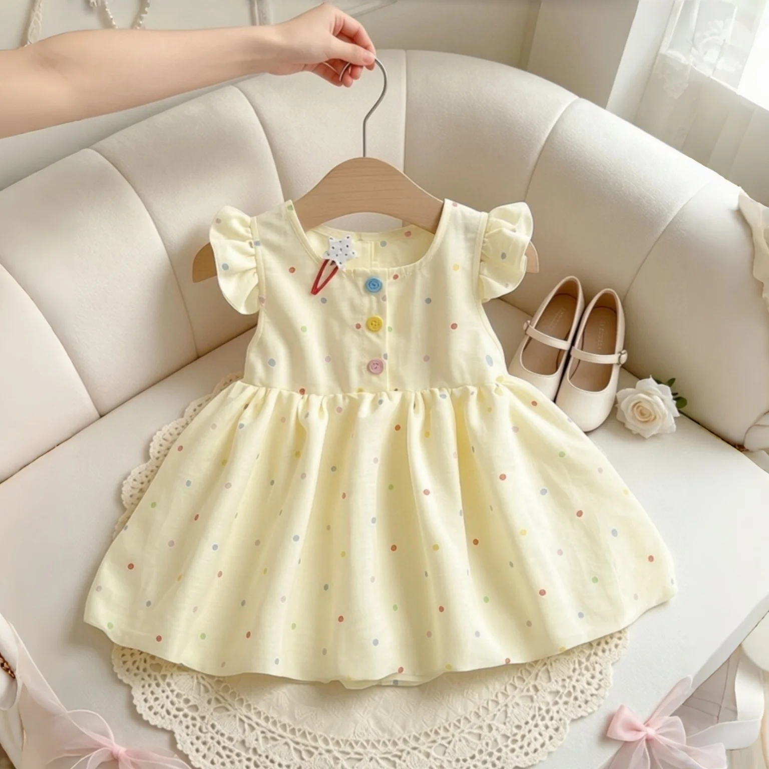 9 Months-4 Years Baby Girl Dress Summer Sleeveless Butterfly Bow ,Hollow Design At The Back,Sweet Birthday Party Princess Dress