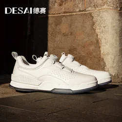 DESAI Full Grain Leather Men Shoes Soft Bottom LINXFON Outsole Casual Sneaker For Men Business Worker Breath 2023 Fashion