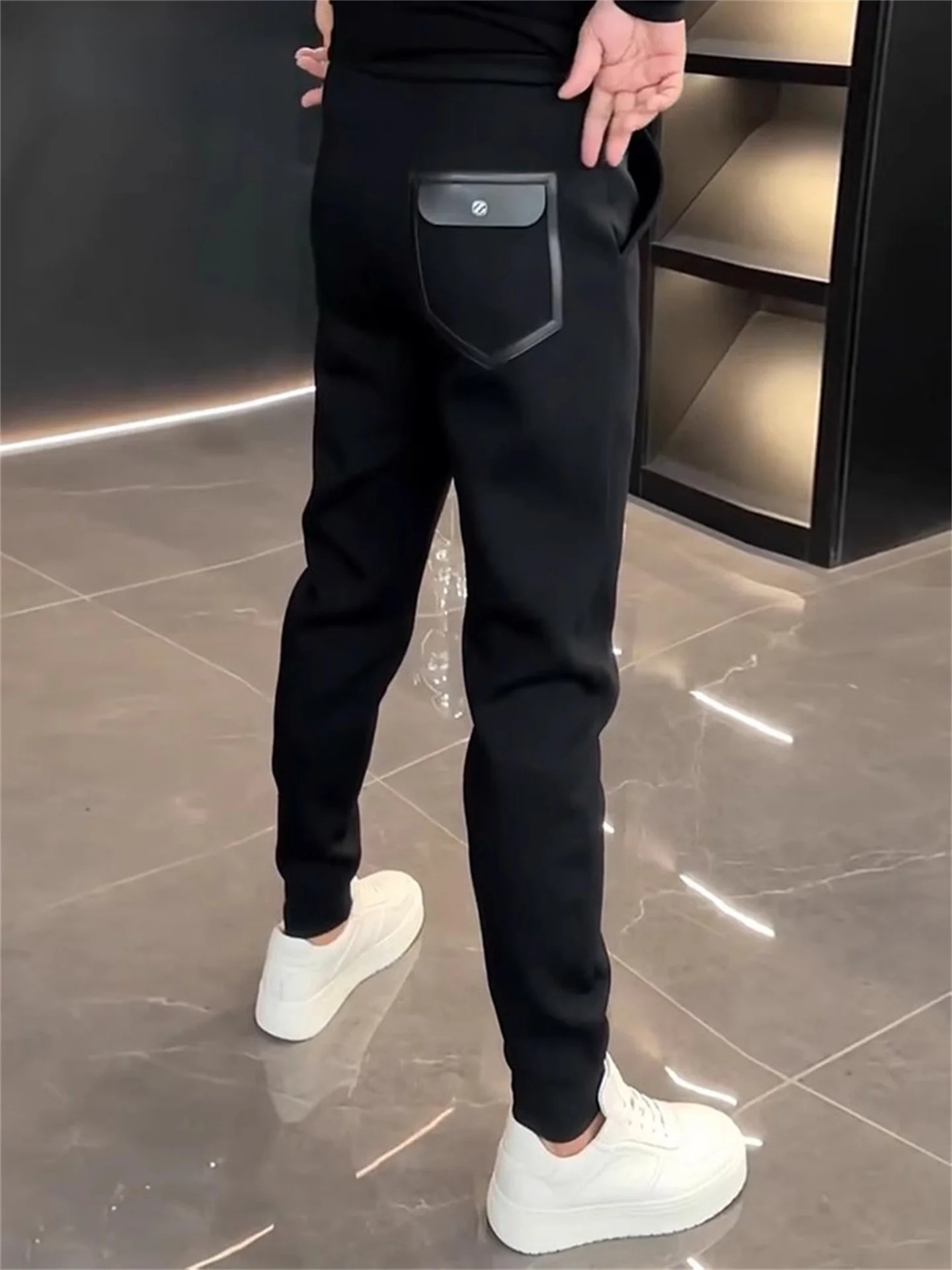 

Мужские зимние брюки премиум-класса с начесом, спортивные повседневные, с эластичным поясом, черные, деловые, повседневные, не мнущиеся