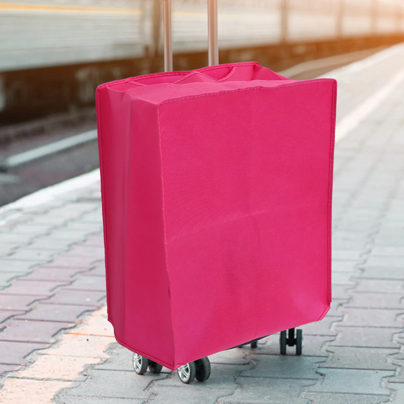

Foldable Waterproof Dustproof Luggage Cover Protector Rosy Suitable for 20-Inch Trolley Case Suitcase Protective Cover