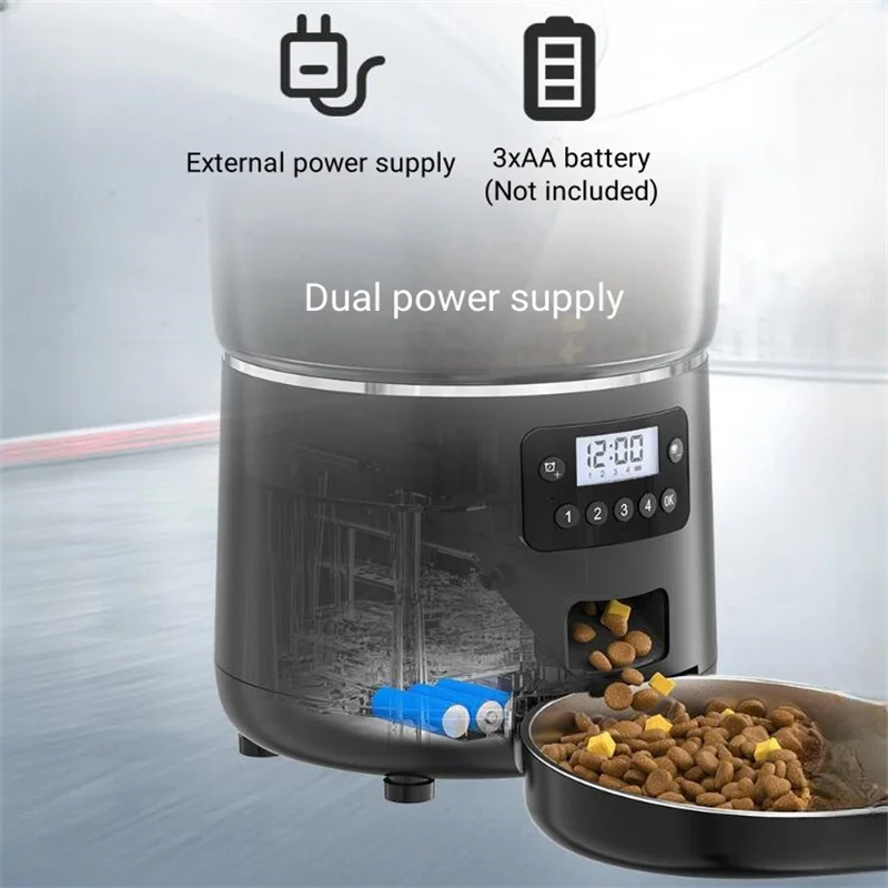 Bacia eletrônica automática do alimento do animal de estimação, alimentador do gato, alimentadores do cão, dispensador do Kibble do gatinho, vídeo esperto, sala de jantar, filhote, bate-papo