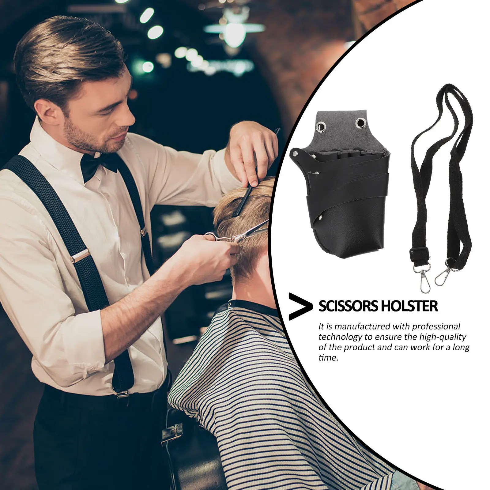 Professional Hairdressing Shaver Pouch Lightweight PU Hair Stylist Scissor Pouch Belt Bag Multi-Functional Barber Tool