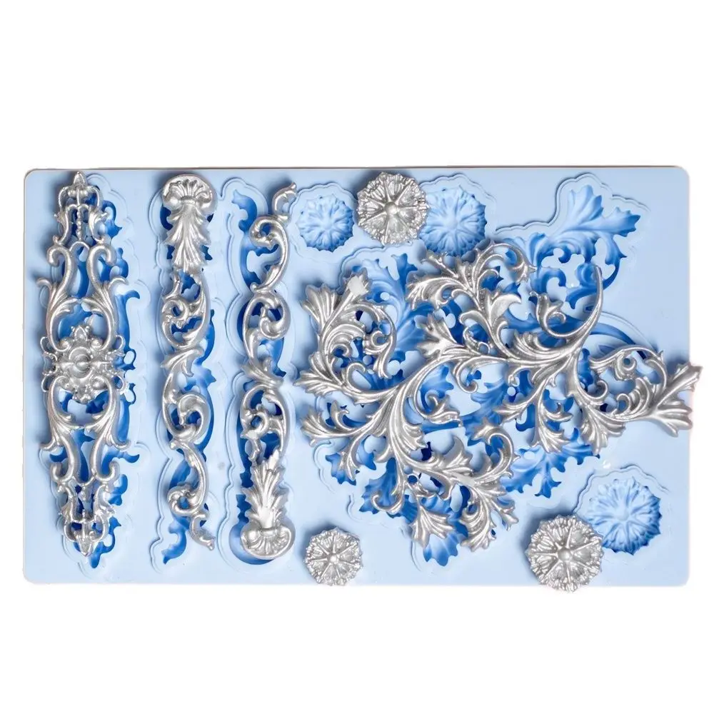 Relief Floral Vine Silicone Fondant Mold Chocolate Decoration Cake Sugarcraft Lace Borders Mould DIY