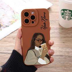 Custom Phone Case for iPhone 15 14 Plus 13 12 11 Pro Max X XS XR Personalised illustration Girl Style Soft Silicone Phone Cover