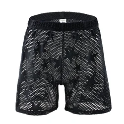 Long Boxer Man Quick Dry Men's Panties Mesh Shorts Men Underpants Sexy U Pouch Underwear Male Lingerie