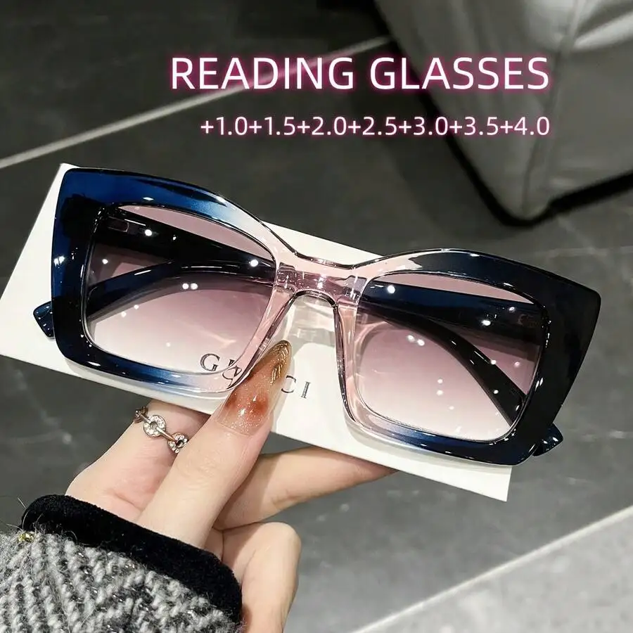 New Square High-Definition Women's Glasses, Featuring Fashionable Frame And Spring Hinge Design, With Rich Color Matching