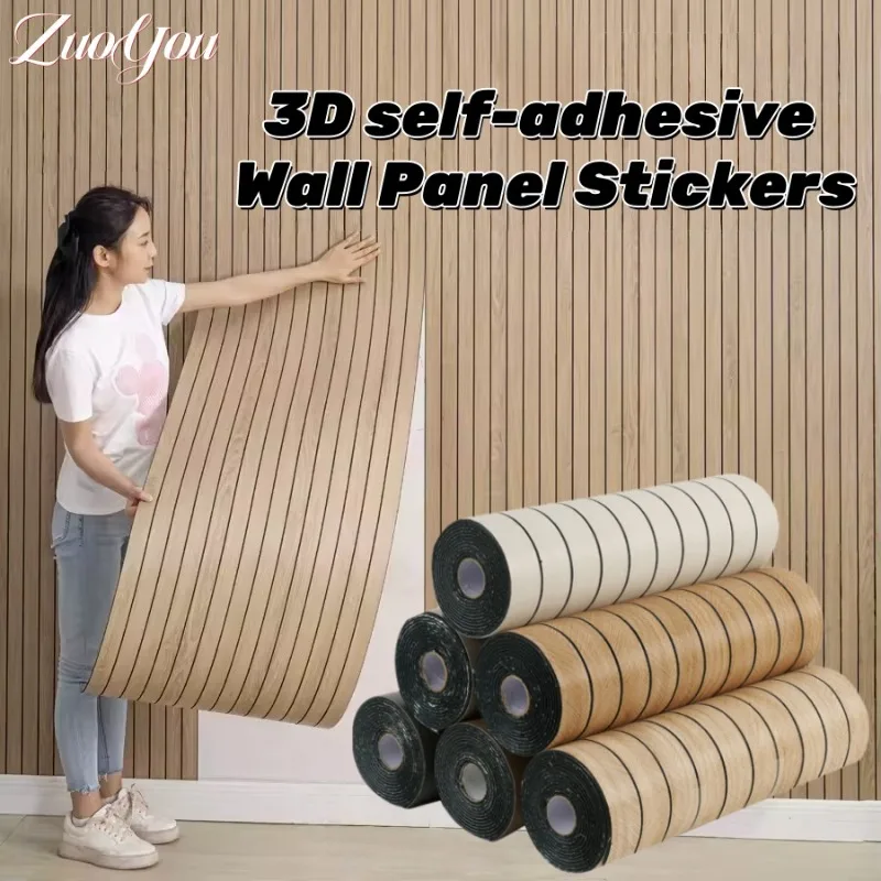 

3D Self-adhesive Wallpaper for Wall Renovate Imitation Wood Grain Wall Sticker Living Room Decor Peel&Stick Wall Panel with Foam